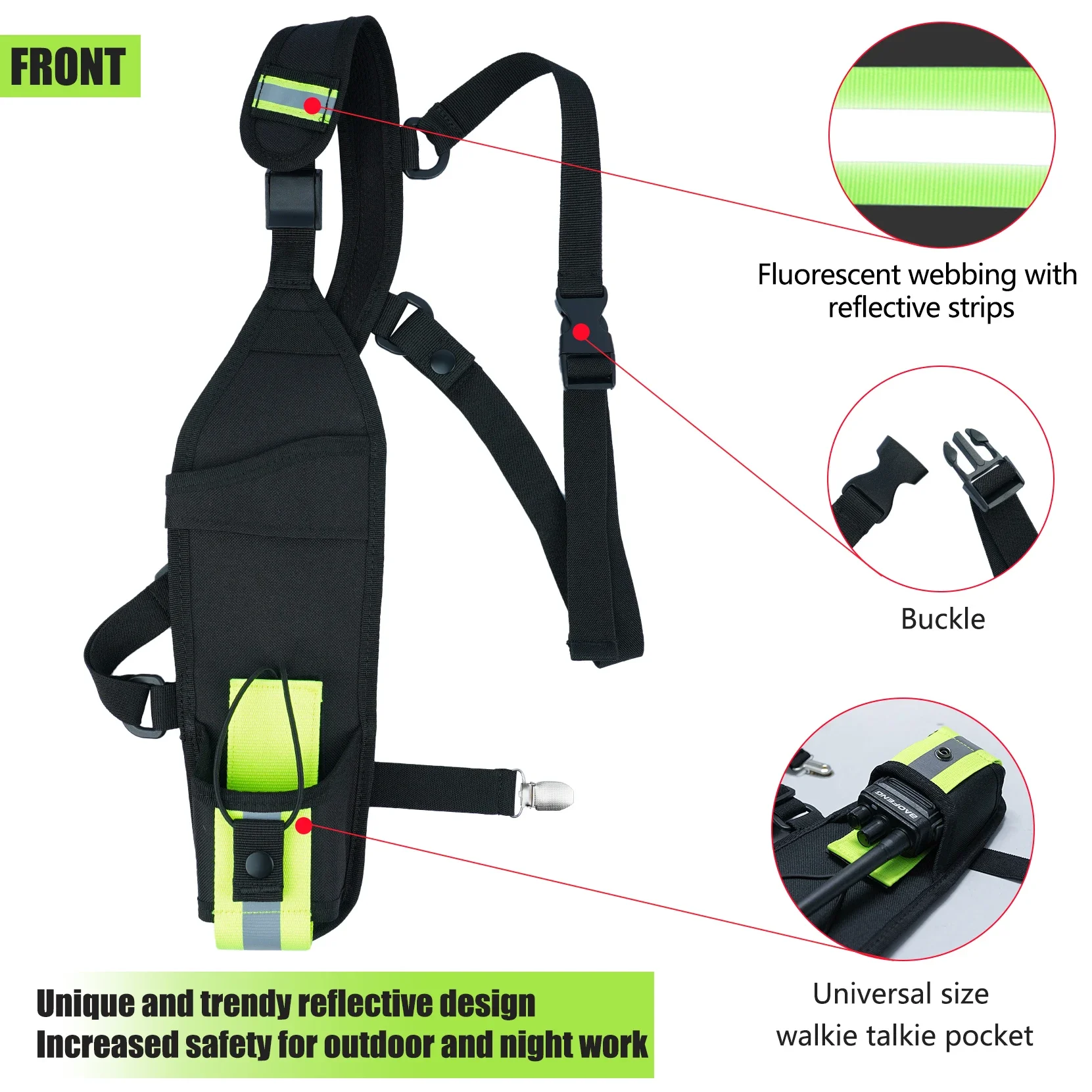 KUNN Universal Single Side Radio Shoulder Harness Holster Two Way Walkie Talkie Holder for Motorola Baofeng radio shoulder holster