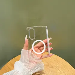 Ultra - Thin Phone Case with Transparent Magnetic Dual - Axis Bracket for Galaxy Z Fold 8 (Magnetic Attraction)