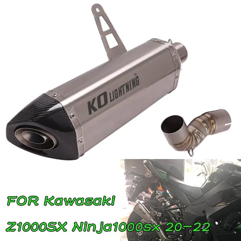 

For Ninja 1000SX Z1000SX 20-2022 Slip On Motorcycle Exhaust Pipe Escape Mid Link Tube 51mm Muffler Titanium Alloy With DB Killer