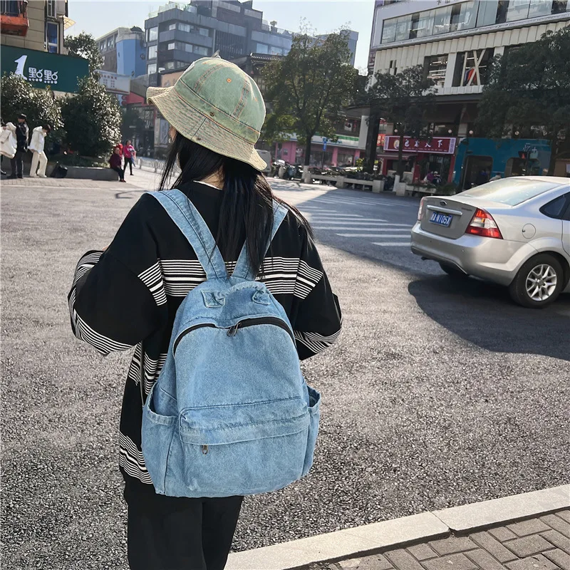 Sac À Dos en Denim pour L'école, Cartable De Voyage pour