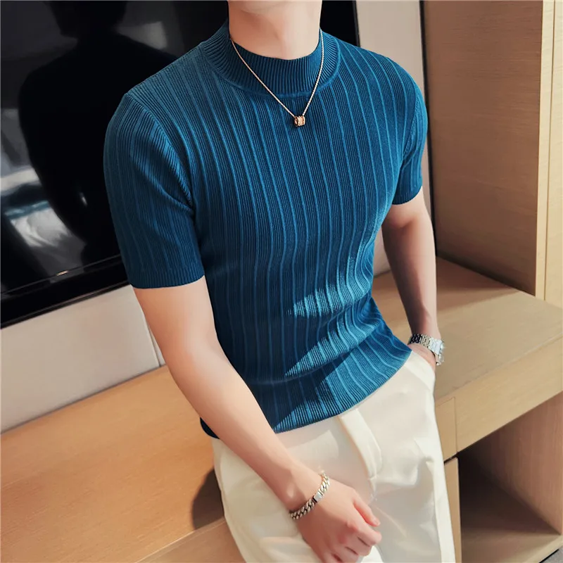 Men's High Collar Short Sleeve | Men's High Collar Fit T