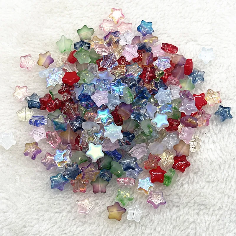 30pcs 8mm Iridescent Star Beads for DIY Jewelry and Crafting