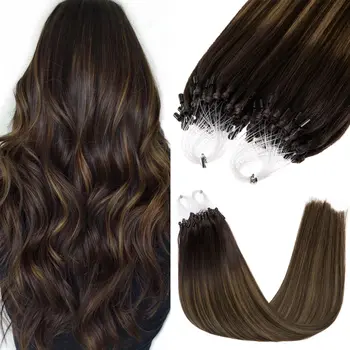 Estensioni dell'anello micro loop per capelli umani al 100% Trama dritta Piccoli anelli per una facile installazione gratuita di danni