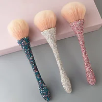 Bling Nail Dust Bush Glitter Soft Remove Dust Collector Powder Cleaning Nail Brushes With Diamond Manicure Accessories Tools Set 1