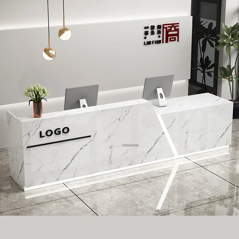 Modern Reception Desk Office Furniture Front Desk Nordic Minimalist Bar Table Supermarket Clothing Store Restaurant Cashier