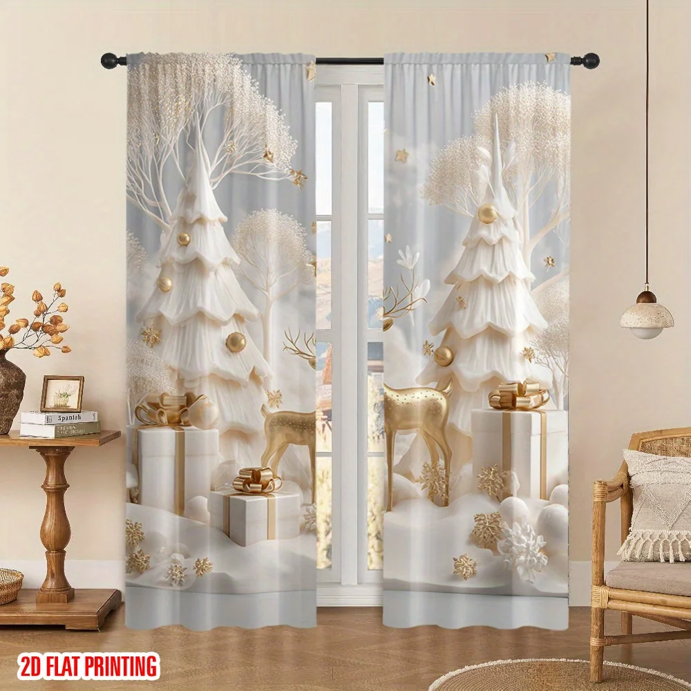 Holiday Magic Gold Christmas Curtains 5