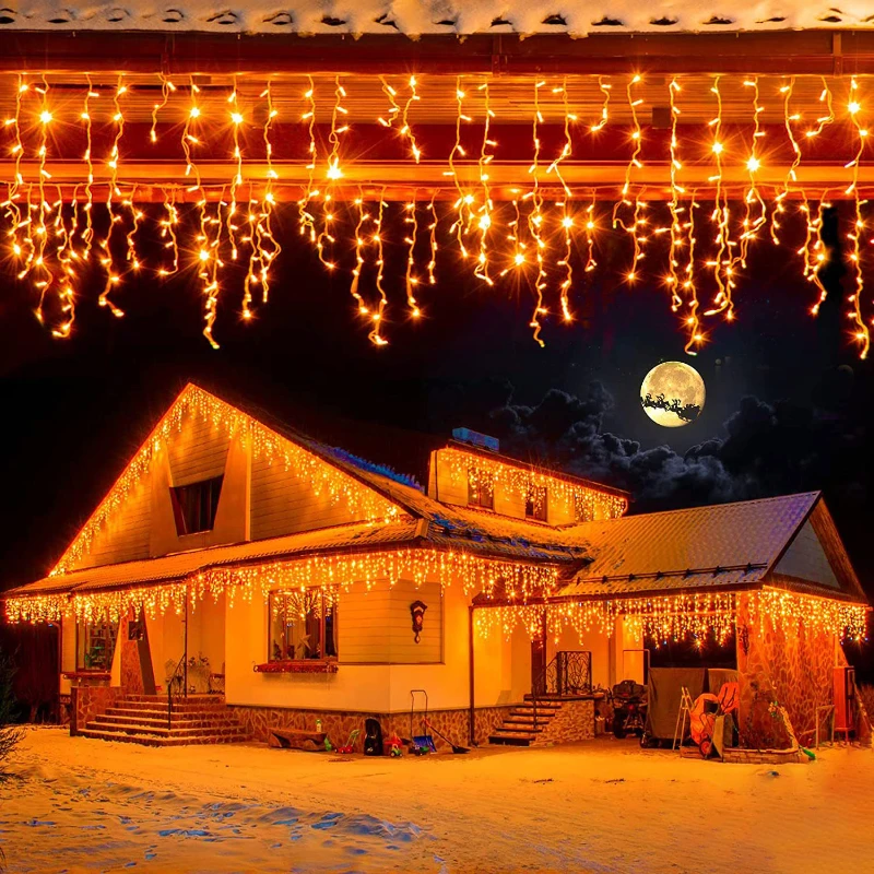 

EU/US Plug 220V Christmas Garland LED Curtain String Lights Holiday Lighting Outdoor Garden Street Decoration Wedding Party