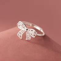 925 Sterling Silver Bow Adjustable Rings For Women Luxury Quality Jewelry Gift Female Wholesale Accessories Jewellery 1