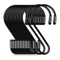 8 Pcs Black S Shape Hooks Hanger Home Bathroom Kitchen Accesories White Metal Hook Rack Hanging for Balcony Plant Shelf Tools 1