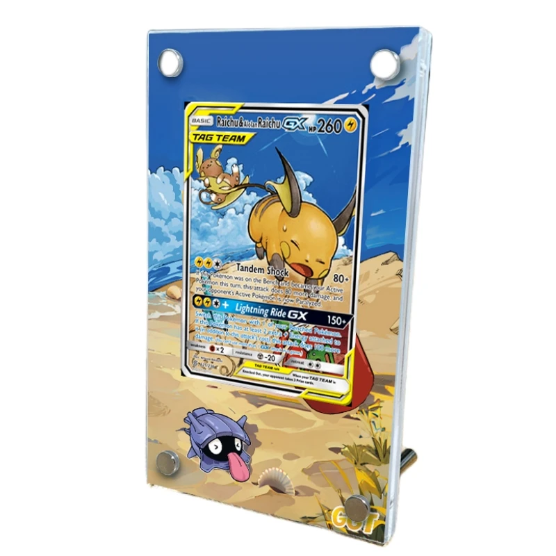 

PTCG Pokemon Animation Characters Alola Region Raichu Expansion Painting Acrylic Card Brick Anime Classics Game Collection Toy