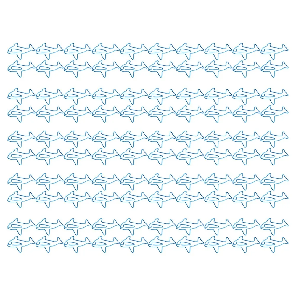 100Pcs 장 돌고래 모양 종이 클립 블루 귀여운 디자인 귀여운 종이 클립 휴대용 4.8*3cm 작은 종이 클립 책 마킹