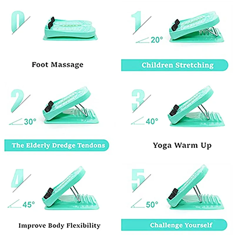 Portable Slant Board Foot Massage Instrument Adjustable Incline Boards Calf Ankle Stretcher 4 Positions Foot Stretch Wedge Board