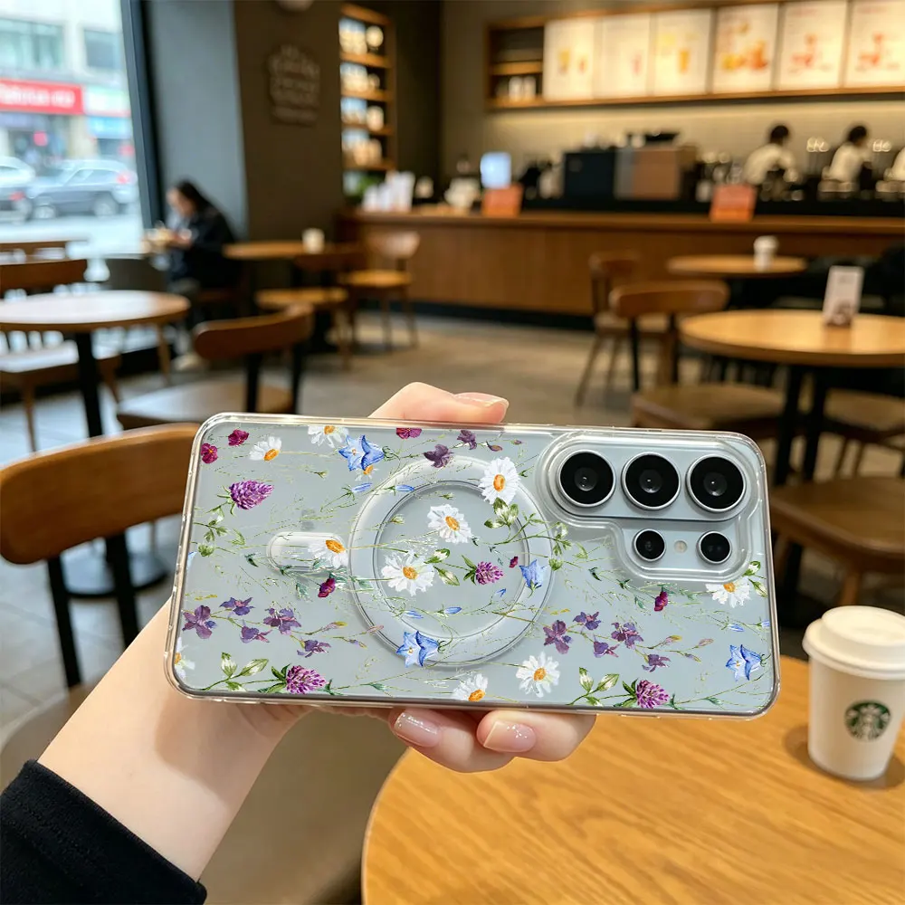 Small Flower Clear Phone Case with Magsafe Back Cover