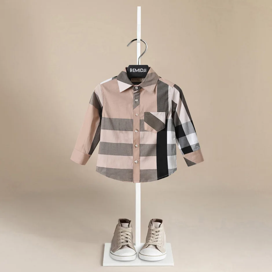 Boys Long Sleeve Shirts Spring Thin Baby Boys Long Sleeve Striped Print Shirts Kids Tops Tees Casual Blouse Kids Clothing