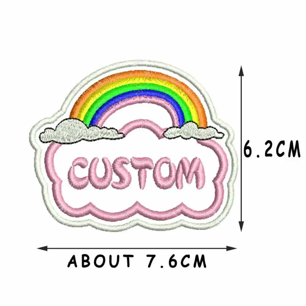 Custom Kids Name Patch Cartoon Rainbow Clouds Embroidery Kindergarten Baby Name Badge Applique Clothing patches,embroidered patches,custom name patches