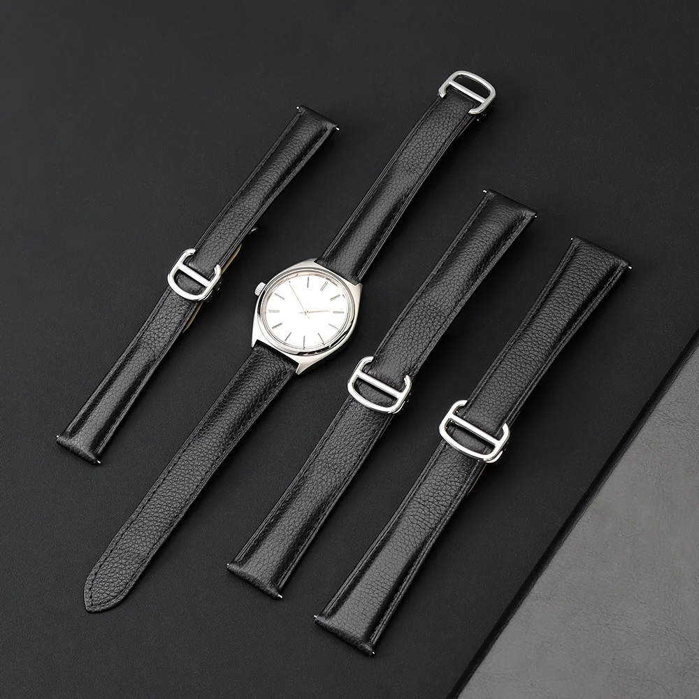 Genuine Leather Lychee Textured Watch Strap