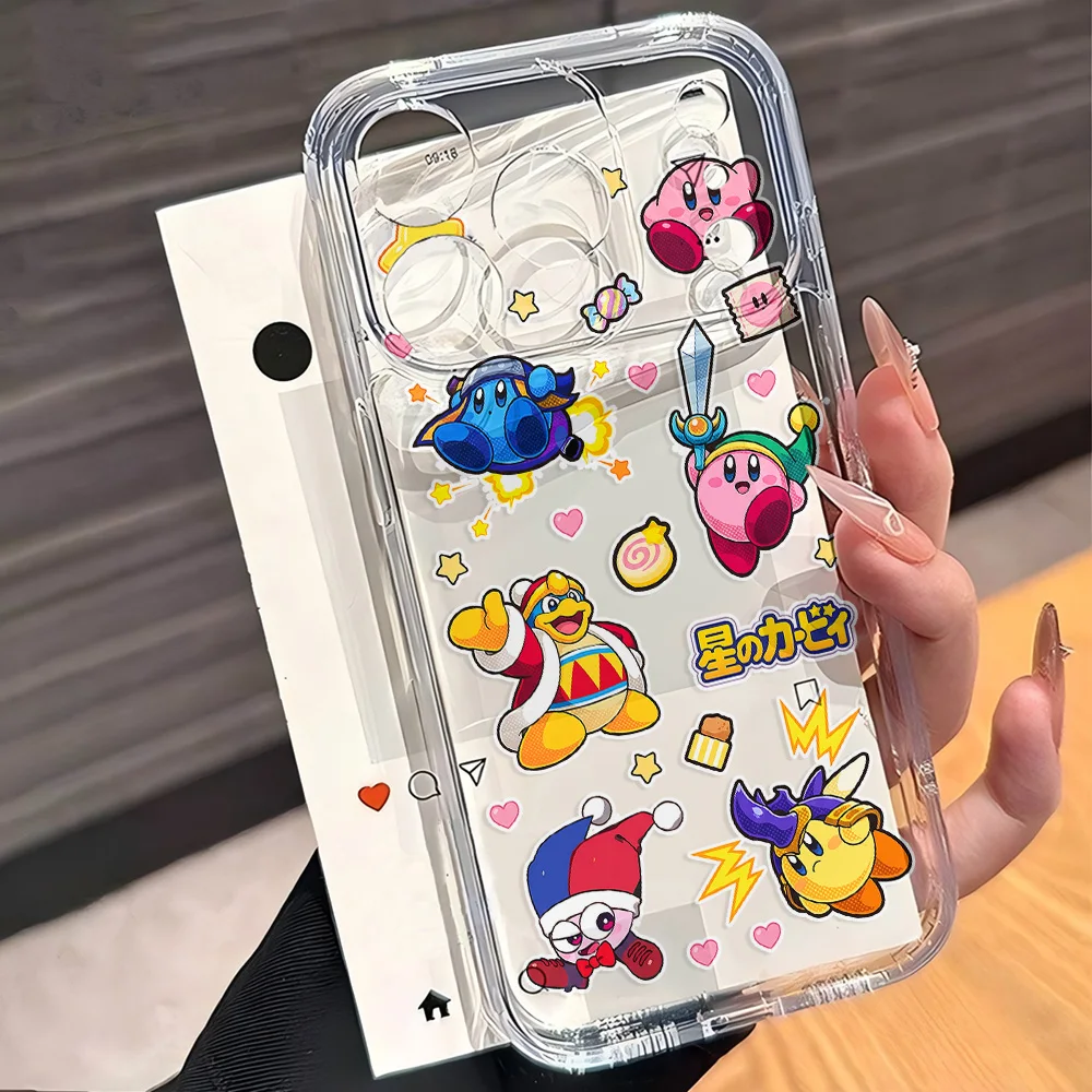 Charming Pink Kirby Transparent Phone Case - Adorable and Stylish Protective Back Cover