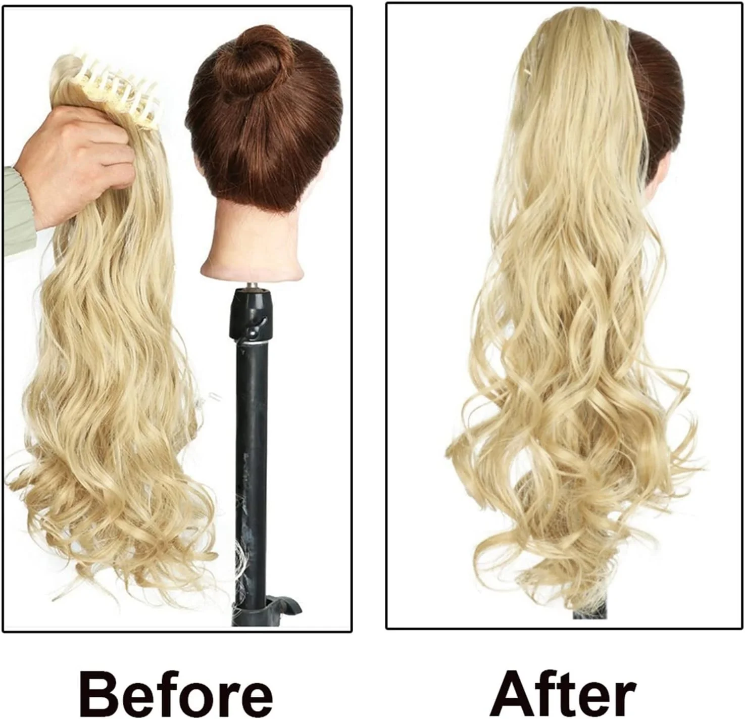 20 Inch Synthetic Long Wavy Ponytail Clip in Claw Jaw Curly Hairpieces Pony Tail Hair Extensions Wavy Natural Looking For Women