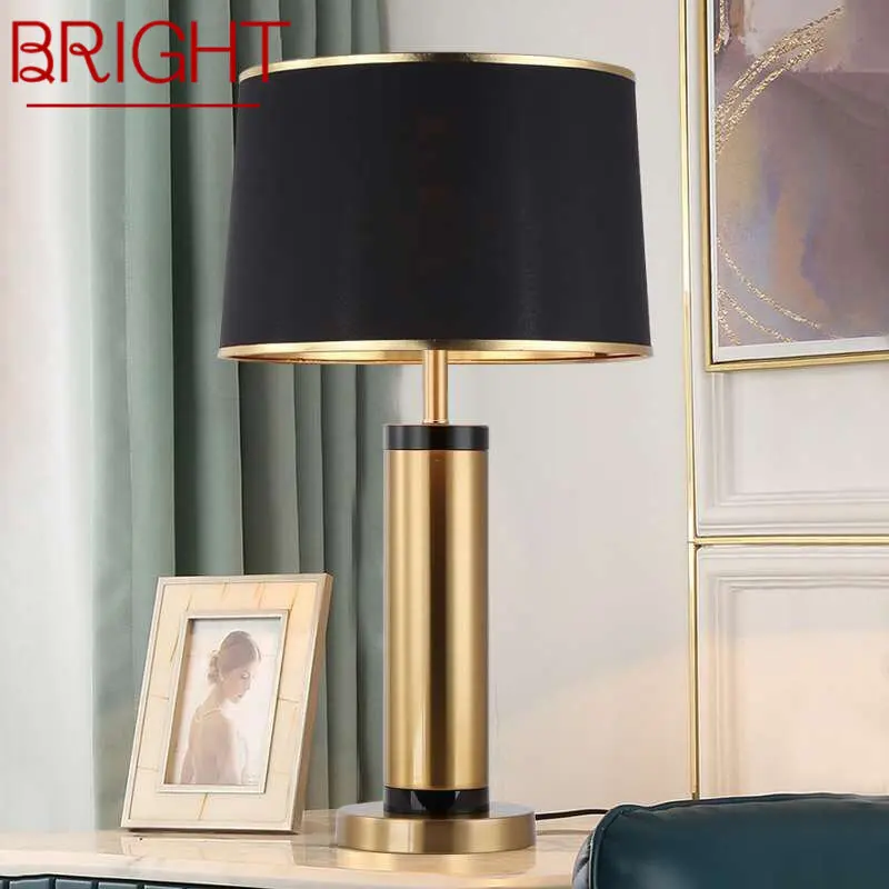 

BRIGHT Contemporary Black Gold Table Lamp LED Vintage Creative Simple Bedside Desk Light for Home Living Room Bedroom