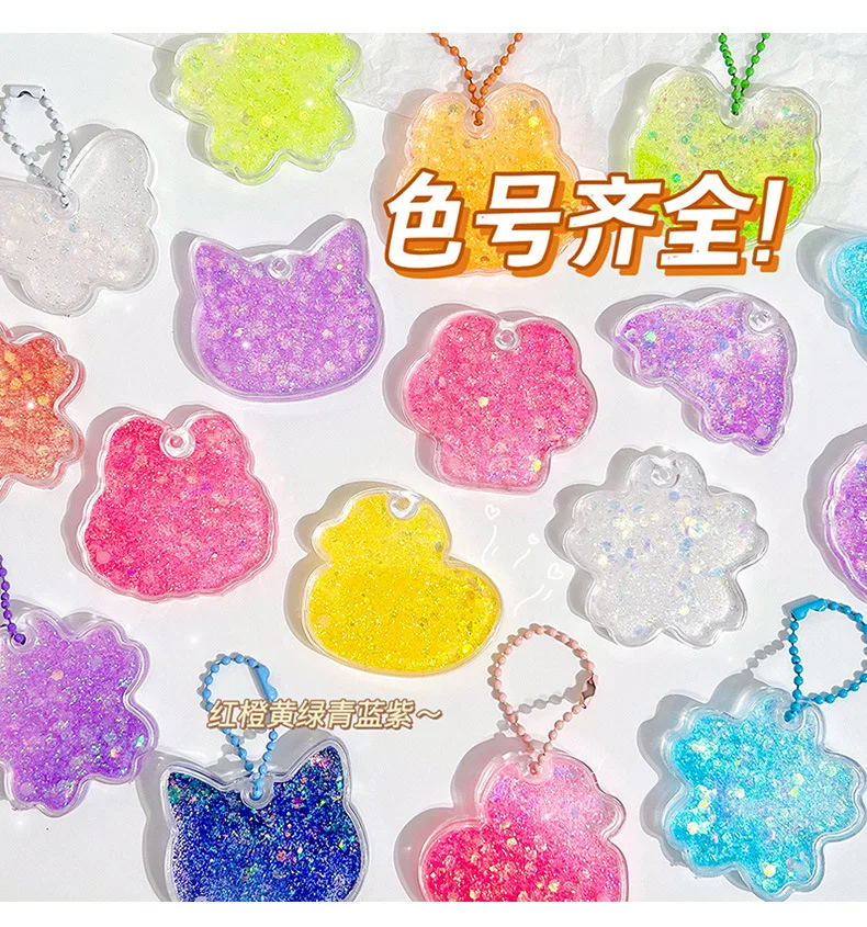 Cute Color Quicksand Acrylic Guka Fluid Brick Rabbit Bear Handicraft DIY Gifts for Children Korean Sticker Decoration 5cm cartoon rabbit bear shiny laser cute stickers korean ins children diy collage hand account stationery kawaii decorative sticker