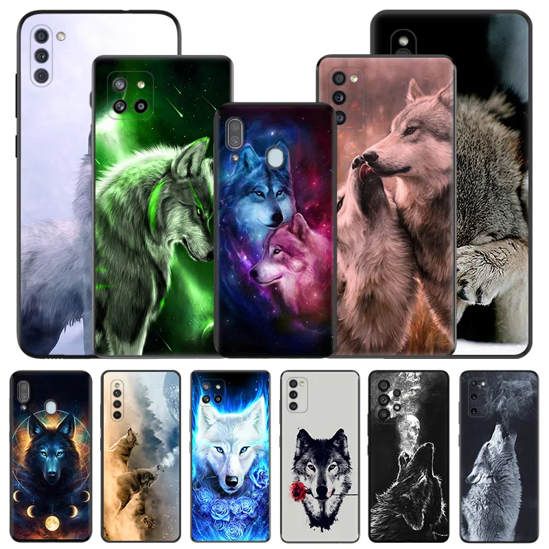 

Flower Wolf Howl Silicone Black Phone Cases for Samsung Galaxy A54 5G A04 A03 A34 A01 A02 A50 A70 A40 A30 A20 S A10 E Cover