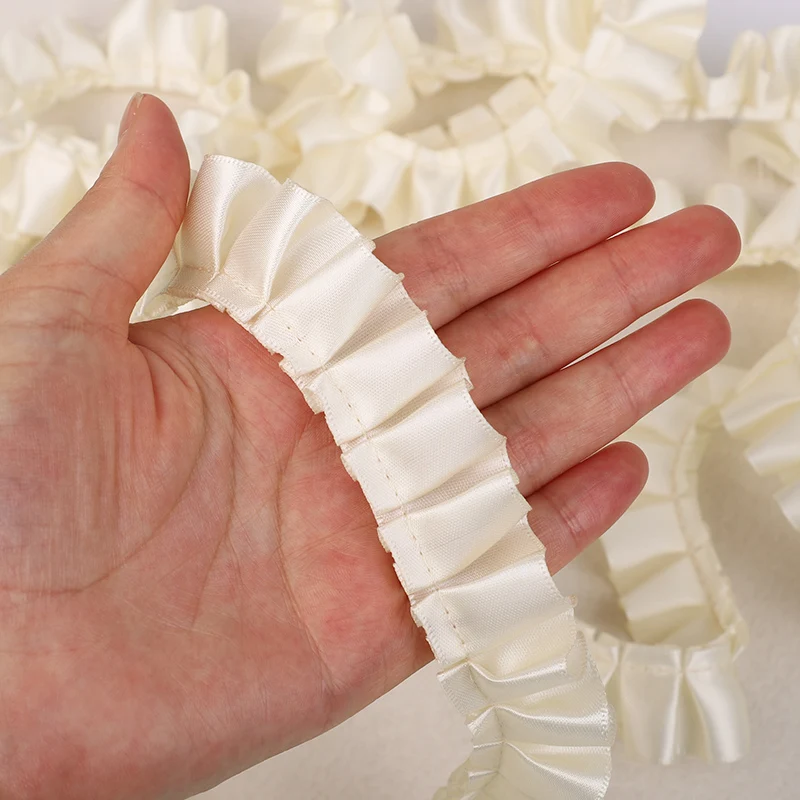 3Yards Pleated Lace Ribbon Trimming For Party Dress Sewing Garment Clothing DIY Crafts Supplies Needlework Fabric Wedding Decor