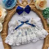 20cm attribute free blue floral cotton doll 1