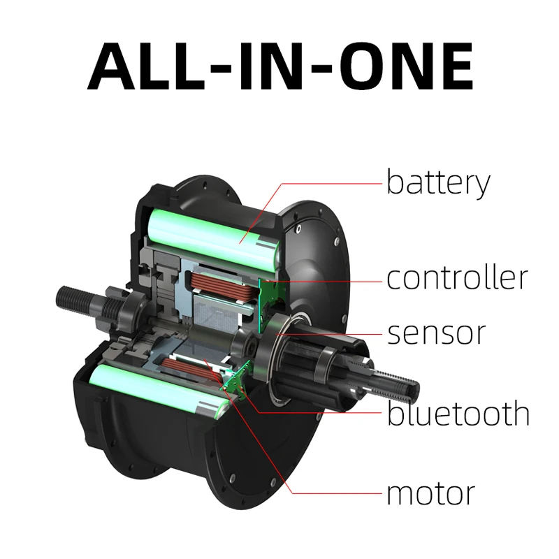 P160 Rear All in One Motor with Built in Battery ControllerSensor inside for Electric Bicycle Conversion New Product 400W