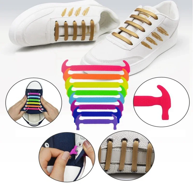 16 Pz/Lotto Lacci Delle Scarpe in Silicone Senza Cravatta 16 Pz/Lotto Lacci Delle Scarpe in Silicone Senza Cravatta