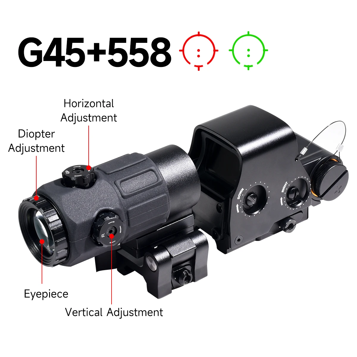 558 Red Dot Sight Holographic Collimator 5X Magnifier for 558 556 553 551 Sights Hunting Gear Accessories