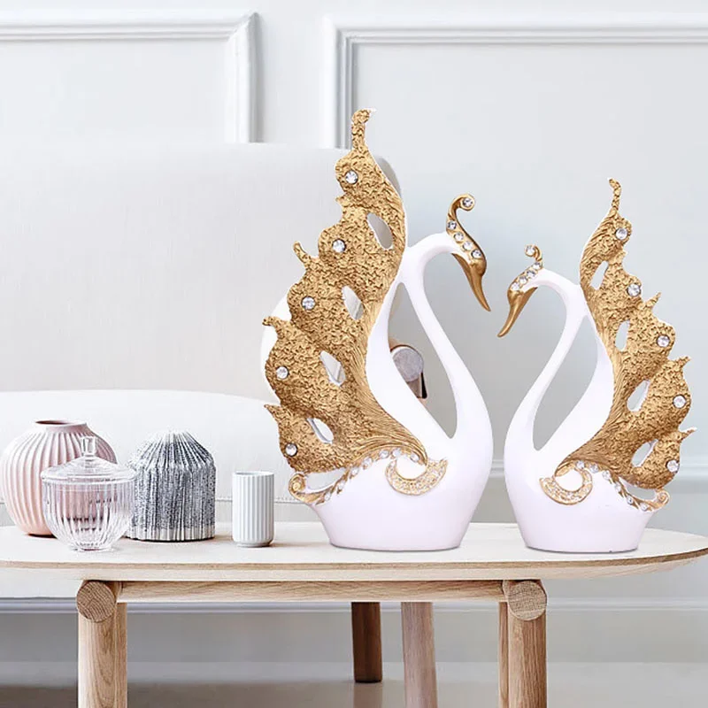 Creative Swan Statue for Home Decoration, Modern Art Sculpture, Wedding Gift Home Decoration, Jewelry Accessories, A Pair