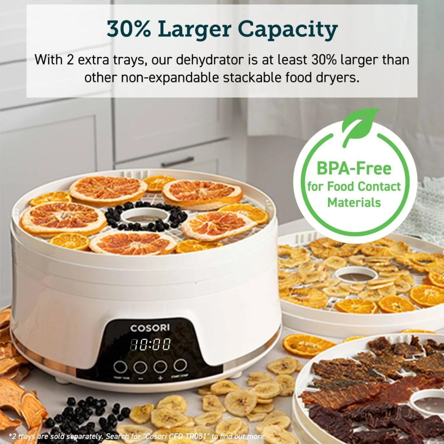Food Dehydrator Machine for Jerky, 5 BPA-Free Trays Dryer w/ 48H Timer and 165°F Temperature Control 4