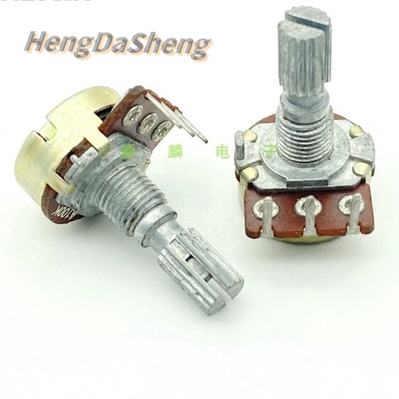 

5Pcs/Lot 16 Type A100K Internal Bent Foot 3-pin Single Speaker Power Amplifier Sound Volume Potentiometer 20mm Shaft