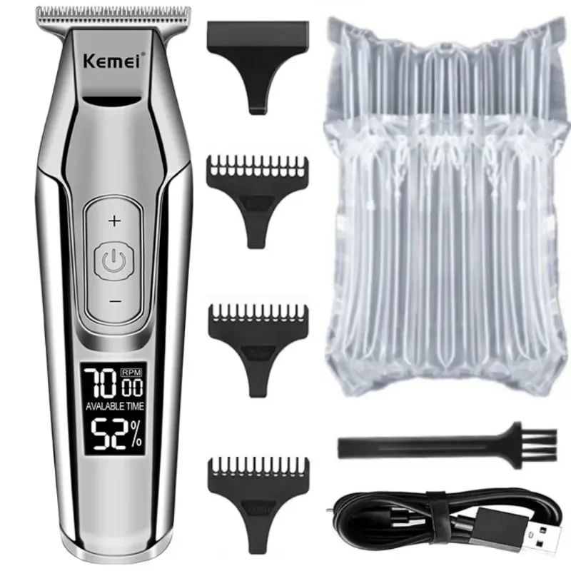 Kemei Professional Hair Clipper Beard Trimmer for Men Adjustable Speed LED Digital Hair Clipper Carving Clippers Electric Razor