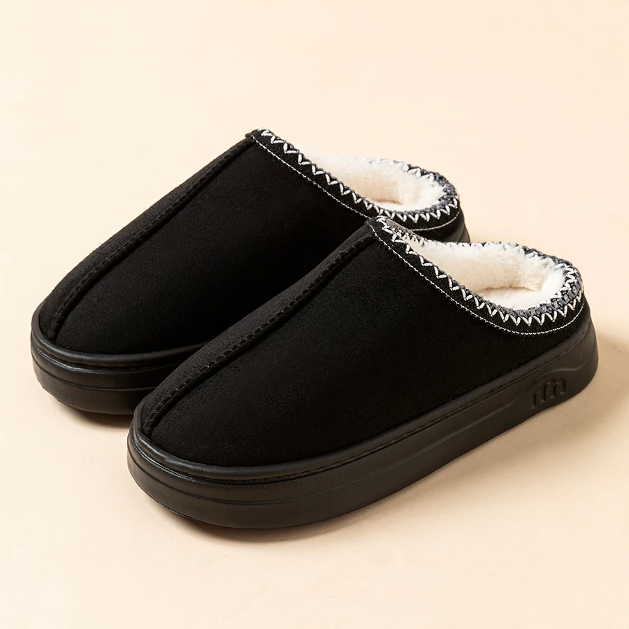 Men's Winter Slippers Fashion Indoor Leisure Warm Soft Sole Outdoor Anti-slip Comfort Women Home Fuzzy Fur Shoes Couple
