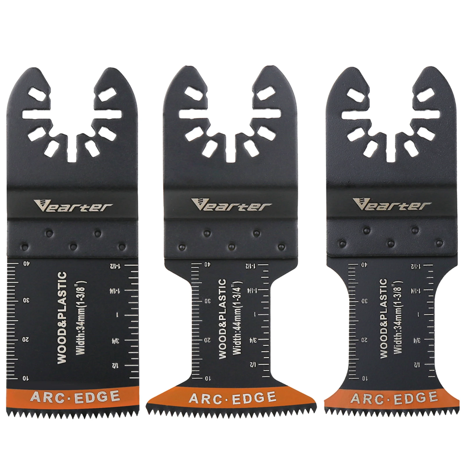 

Vearter 3Pack 34/44mm High Carbon Steel Oscillating Multi-tool Saw Blade, Arc Edge Teeth Cutting For Wood Plastic Plasterboard