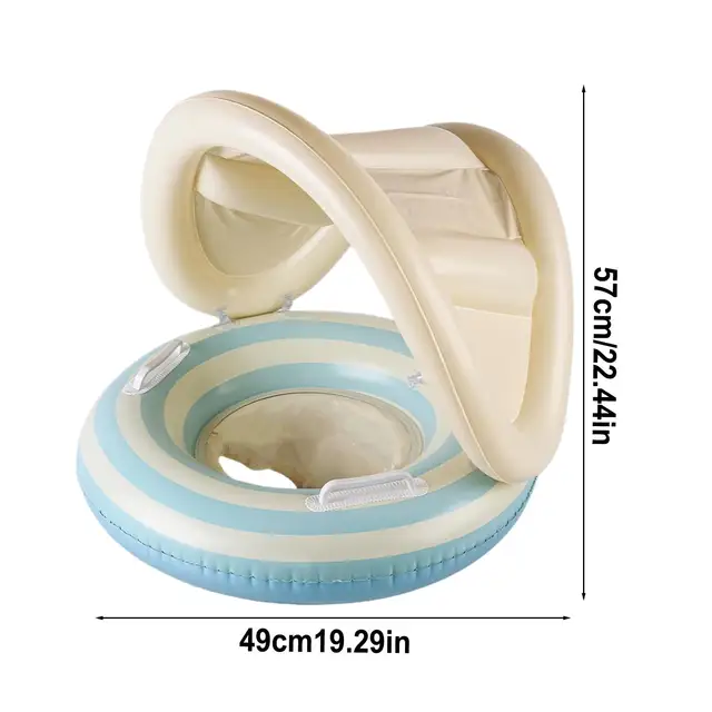 Baby Pool Float With Canopy Floating Pool Chair Adjustable Float Trainer With Sunshade For Babies Toddler Kid Puddle 6