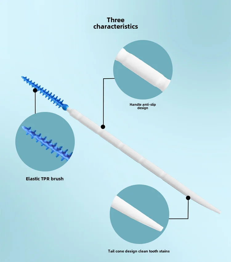 Description Picture 4 of item200 Pcs/Box Silicone Interdental Brushes Super Soft Dental Cleaning Brush Dental Floss Double-headed Toothpicks Oral Care Tool