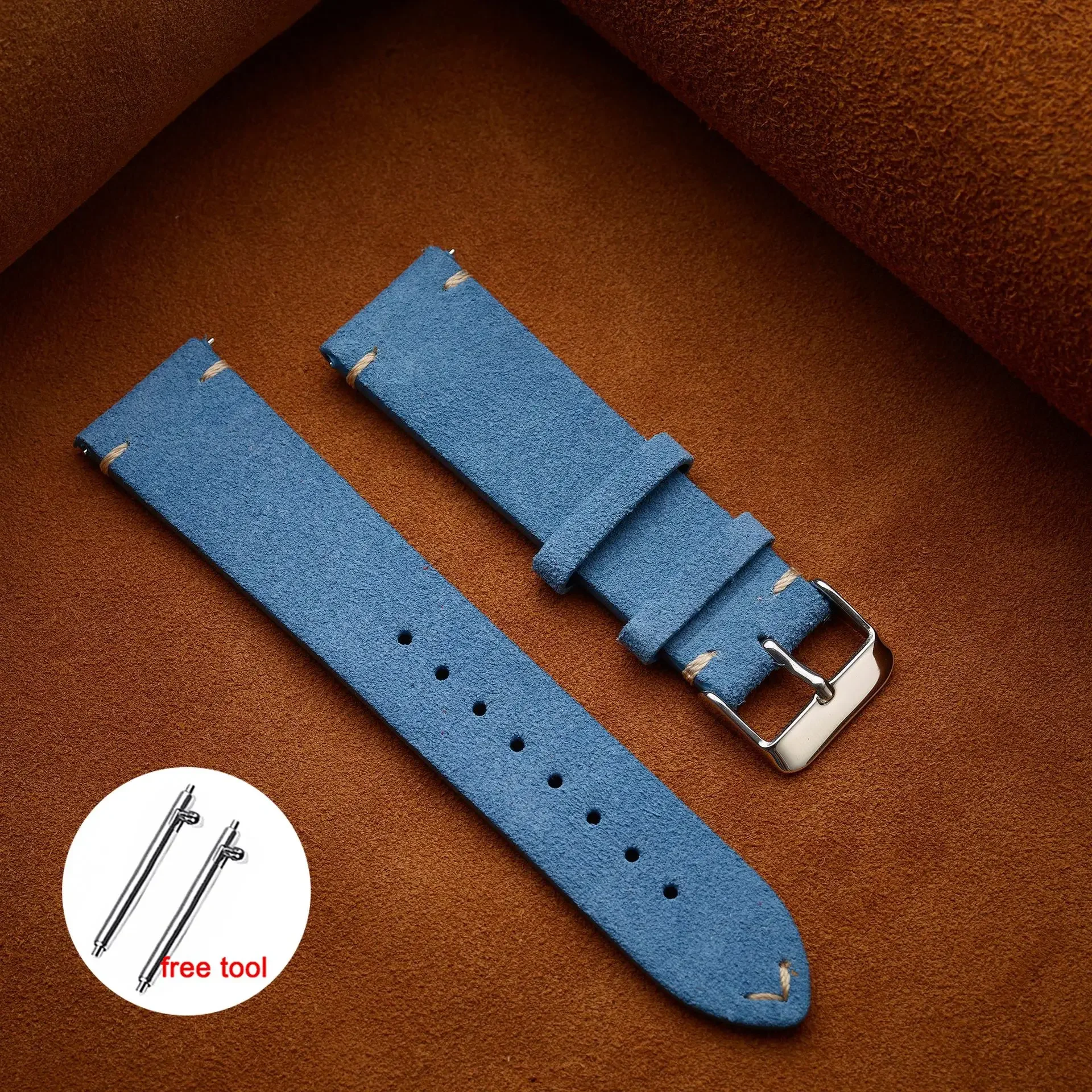 Premium Soft Suede Leather Vintage Watchband – Quick Release Calfskin Strap