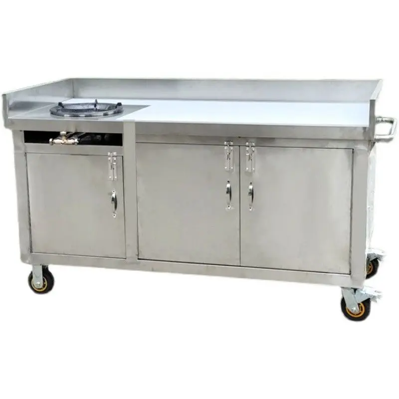 

Мобильная тележка для закусок, многофункциональная тележка для закусок, Тележка из нержавеющей стали для размешивания завтраков, фаст-фуда, рисовых мячей, тележка для гурманов