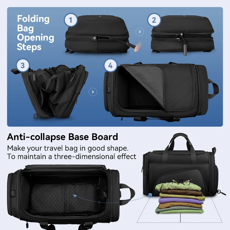 5122-533d09.jpg Foldable Duffle Bag Men With Shoes Pouch Large Capacity Gym Bags