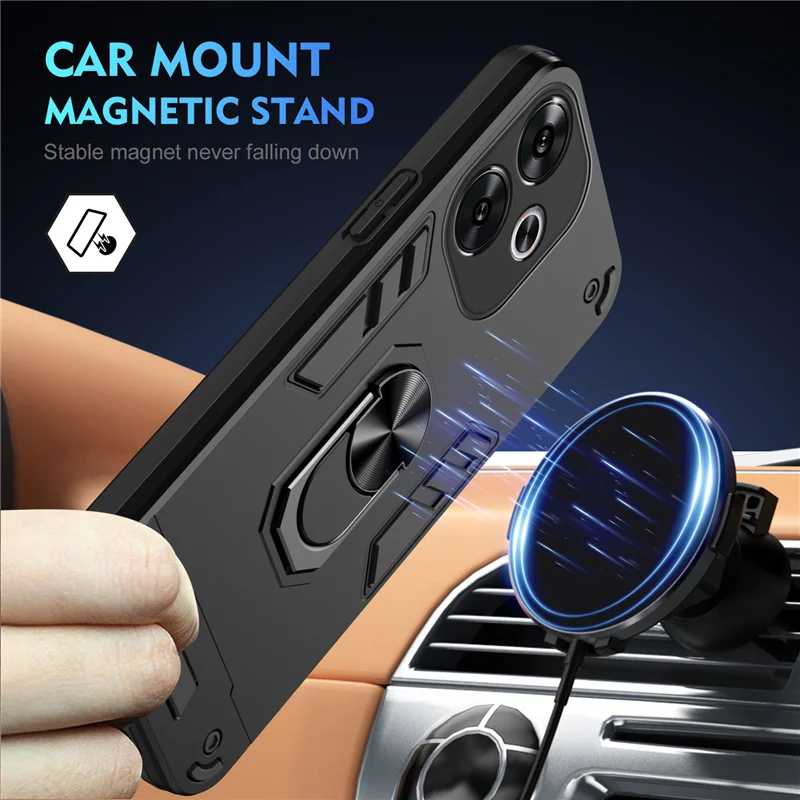 Magnetic Bracket Phone Holder Case with Protective Bumper Back Cover