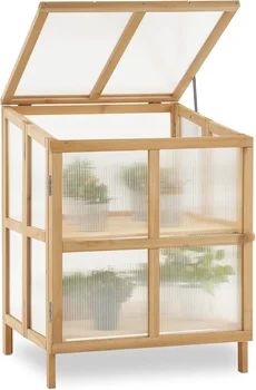 2-Tier Foldable Wooden Cold Frame Greenhouse 1