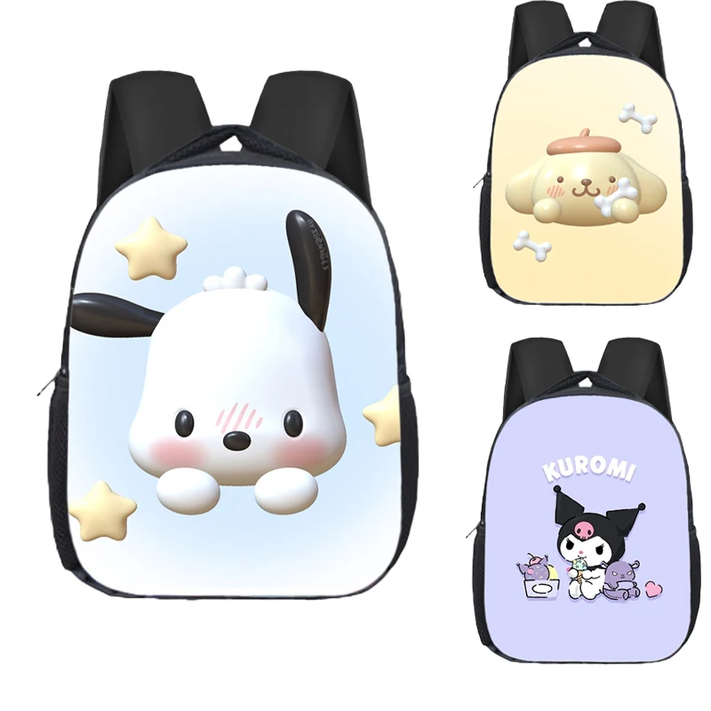 

Sanrio Hello Kitty Cinnamoroll Kuromi Ompompurin Kawaii Cartoon Book Bag Elementary School Students Backpack Girls Shoulder Bag