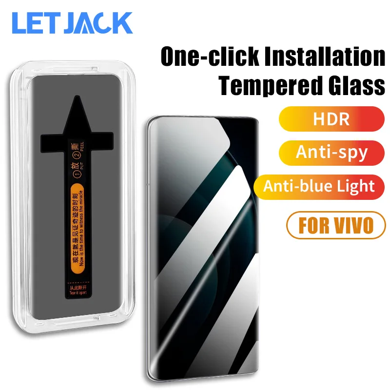 

3D One-click Installation Anti-Spy Tempered Glass For Vivo X100 X90S X90 X80 X70 Pro Plus S18 S17 S16 S17e S17t Screen Protector