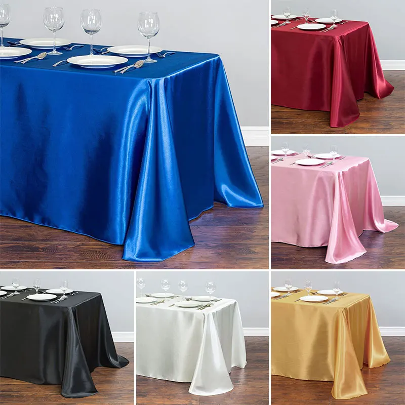 Satin Table Cloth Birthday Wedding Party Tablecloth Outdoor Event Hotel Banquet Dinner Home Supply Decor