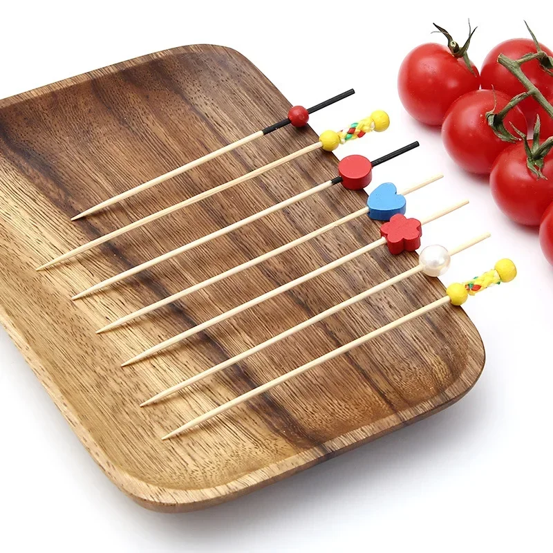 Fruit Stick bamboo sticks food picks fruit fork 100PCS Bamboo Pick Buffet Cupcake Fruit Fork Party Dessert Salad Stick Cocktail Skewer For Wedding Decor