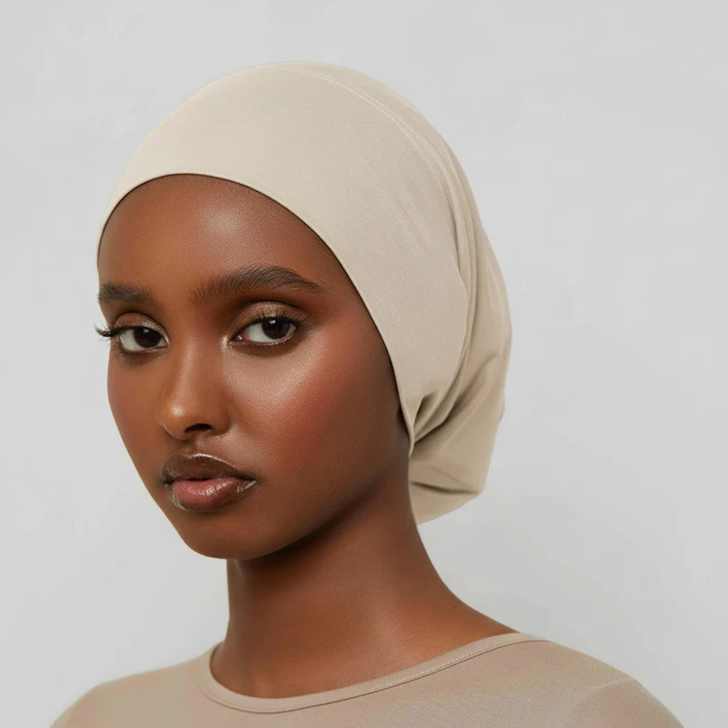 【Neu】Einfarbiger Turban im Ethno-Stil mit elastischem Band, Kopftuch für Frauen und Mädchen, modische Beanie-Mütze, Kopftuch, modische Haaraccessoires – Detail 4