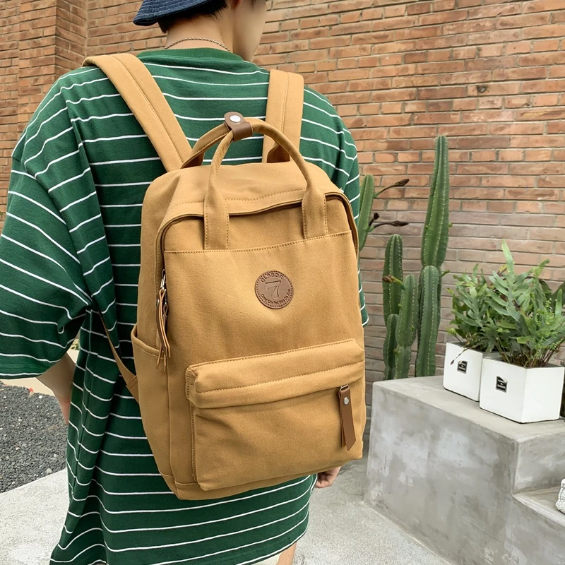 

JOYPESSIE Fashion Teens Bookbag Canvas Mochila for Girls Boys Black Schoolbag Backpack Women Travel Bag College Solid Rucksack