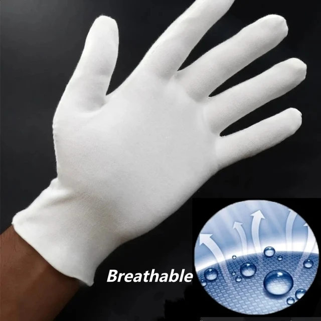 24PCS White Cotton Work Gloves Breathable Soft Cloth Liners Safety Gloves for Men Women Gardening Jewelry Coin Silver Warehouse 2